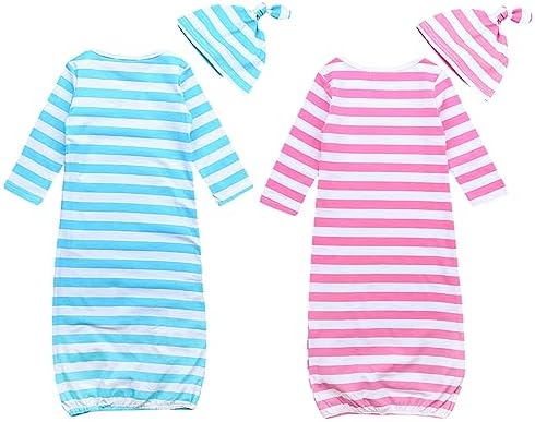 Cozy Twin Sleep Gowns with Hats for Newborns Buffy Buzz Twins