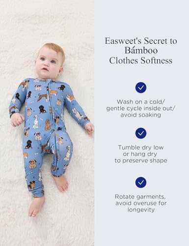EASWEET Bamboo Viscose Pajama for Baby Zipped Diaper friendly