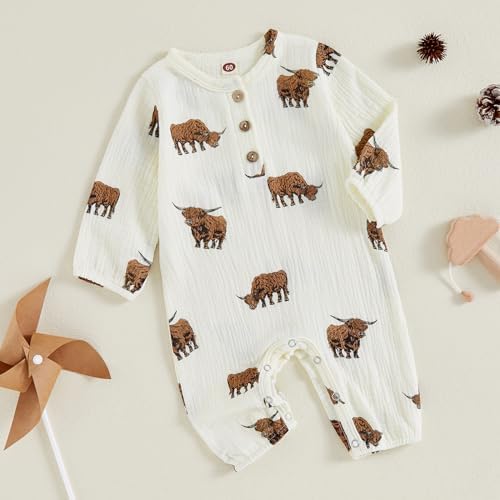 Infant Baby Boy Cow Print Romper