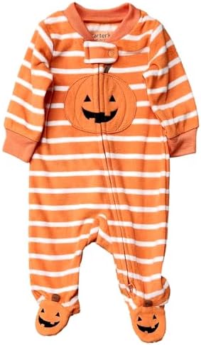 Carters Infant Boys Orange Striped Halloween Sleeper 3 Months