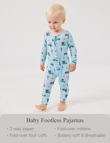 Easweet Bamboo Viscose Zipper Pajamas for Babies Snug Fit Soft