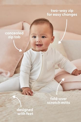 MORI Baby Unisex Pajamas Sleepsuit 4-Piece Set with Two-Way Zip
