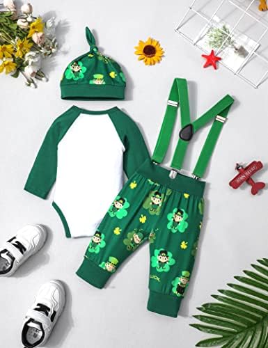 Queenstyle St Patricks Day Baby Boy Outfit 3Pcs Set