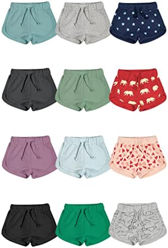 3 Pack Solid Cotton Athletic Shorts for Babies with Drawstring