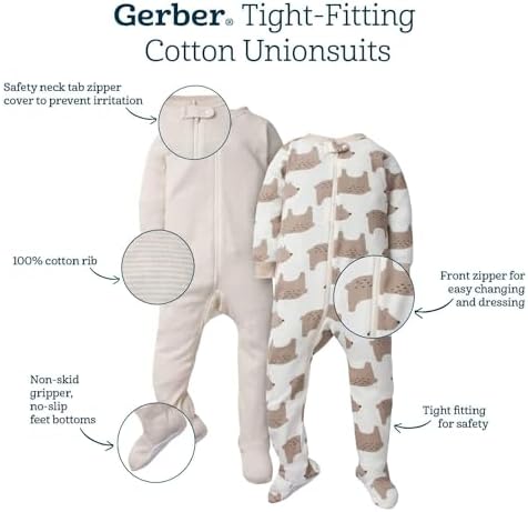 Gerber Baby Boys Pajamas 4-Pack with Snug Fit Safety Features