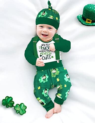 Queenstyle St Patricks Day Baby Boy Outfit 3Pcs Set