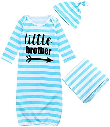 3 Piece Set for Newborn Boys Gown Blanket and Hat