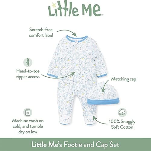 Little Me Footie Pajamas for Babies with Hat Keychain