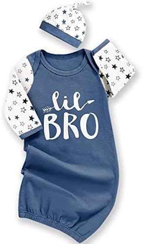 AMAWMW Newborn Baby Girl Little Sister Gown Long Sleeve Nightgown
