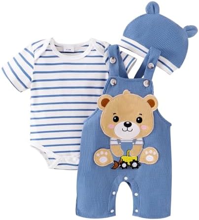 Sturdy Soft Nap Time romper shorts and hat set for babies