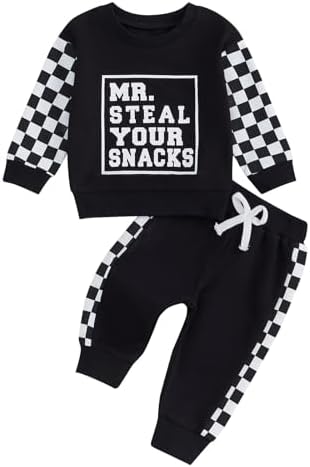 BeQeuewll Toddler Fall Winter sweatshirt and pants set for boys