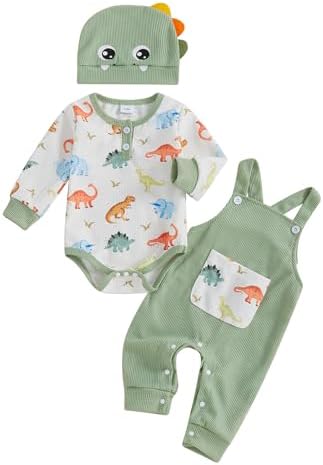 DinosaurRomperSet 3Pcs for Baby Boys Perfect for Fall