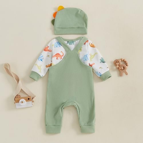 DinosaurRomperSet 3Pcs for Baby Boys Perfect for Fall