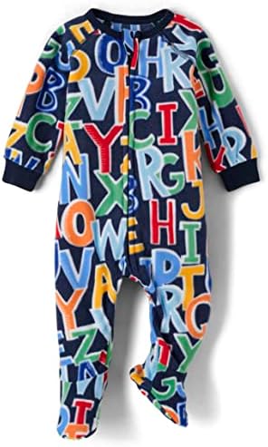 The Childrens Place Unisex Baby Pajamas with Zip Closure and Alphabet Print