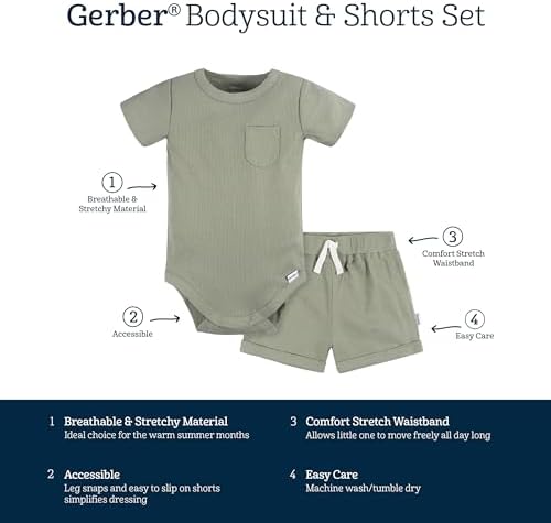 Gerber Baby bodysuit and shorts set Perfect for growing little ones