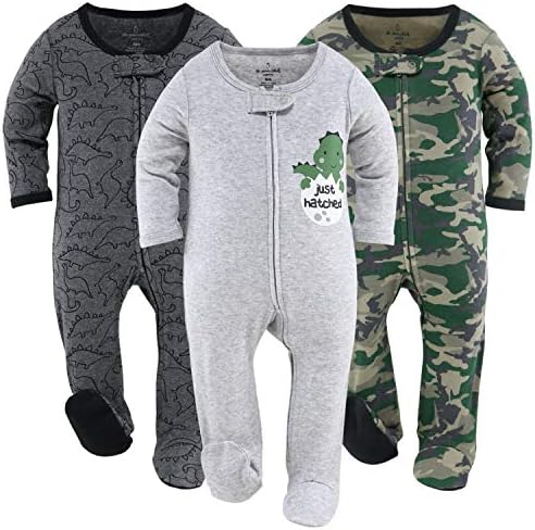Peanutshell Camo Dinosaur Footed Sleepers for Boys