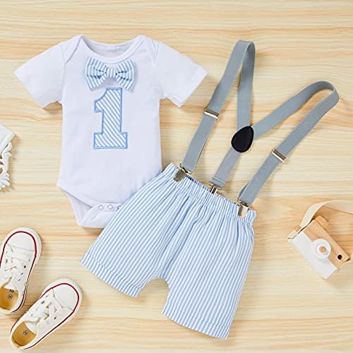 GRNSHTS Baby Boy First Birthday Bow Tie Romper Set