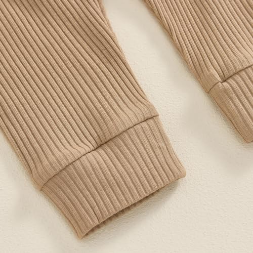 Molgkyo Newborn Baby Boy Romper Pants Set Ribbed Striped FallWinter Outfits