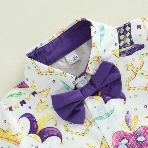 Mardi Gras Toddler Boy Outfit Set with Bowtie