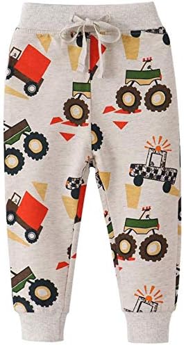 Dinosaur Car Animal Print Drawstring Elastic Jogger Pants for Boys