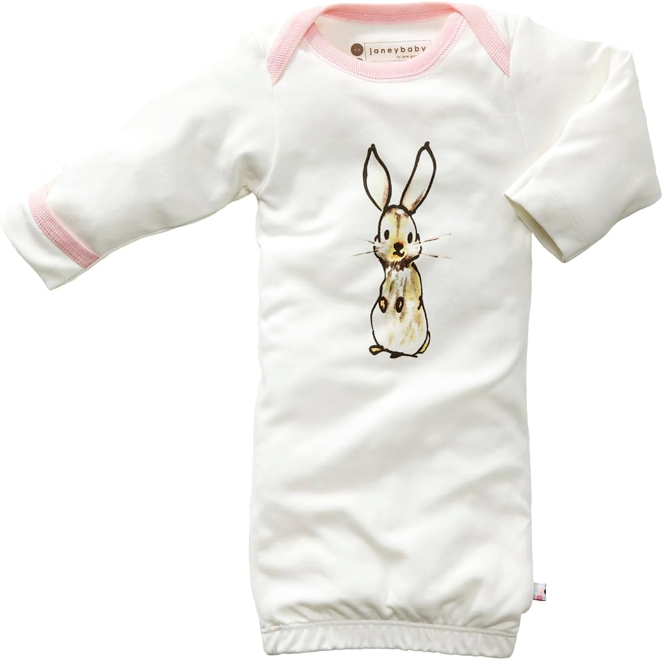 Babysoy Organic Jane Goodall Animal Print Baby Sleeper Gown Rabbit 0-3 Months