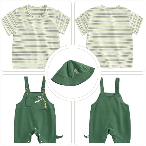 Volunboy Baby Summer Comfort Overalls Dinosaur PRINT romper for Boys