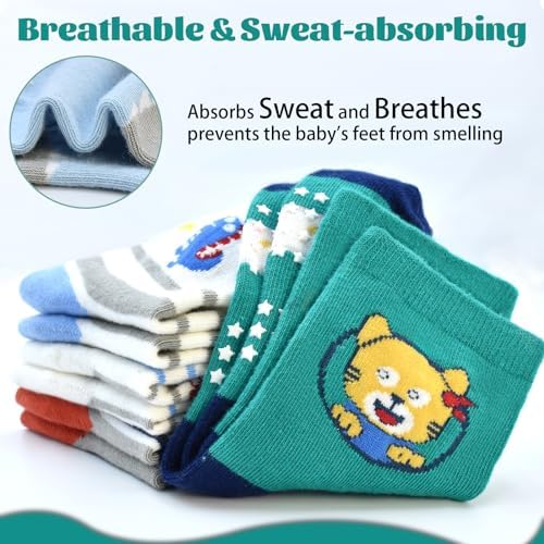 Safest Non-Slip Toddler Socks with Cartoon Grip