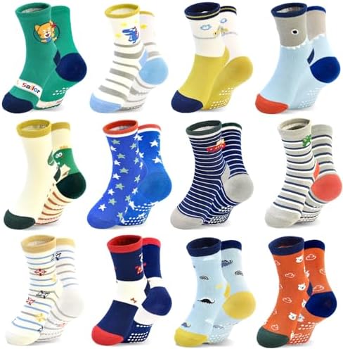 Safest Non-Slip Toddler Socks with Cartoon Grip