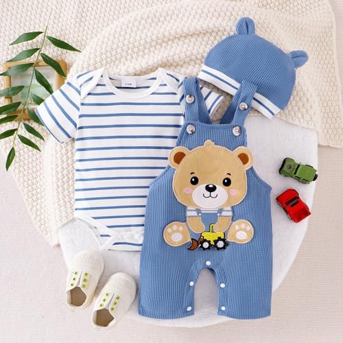 Sturdy Soft Nap Time romper shorts and hat set for babies