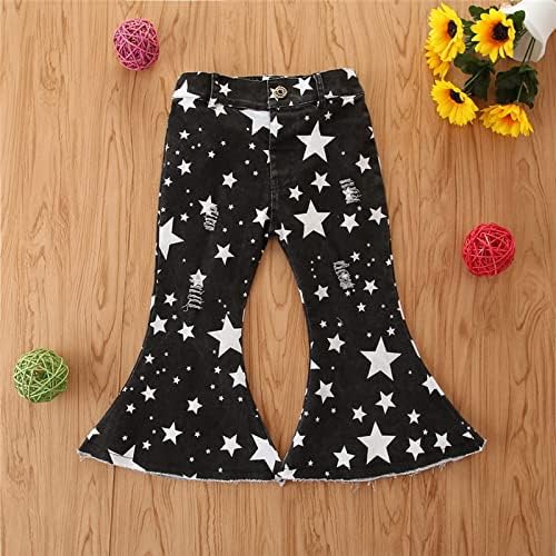 Adorable Spots Stars Ruffle Ripped Toddler Jeans 1-6Y