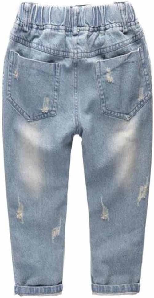 KIDSCOOL SPACE Baby Little Girls Ruffled Elastic Waist Jeans Unique Design