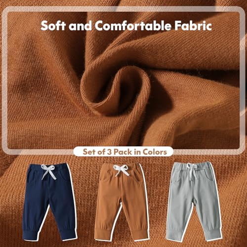DREAM BUS Pack of 3 Toddler Jogger Pants with Pocket