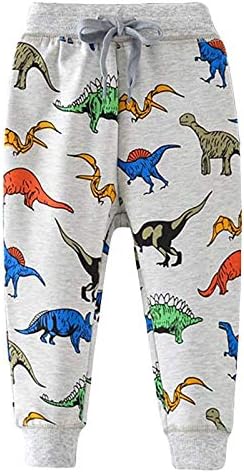 EnJoCho Dinosaur printed Cotton Joggers for Boys 5-6 Years Soft Stretchy