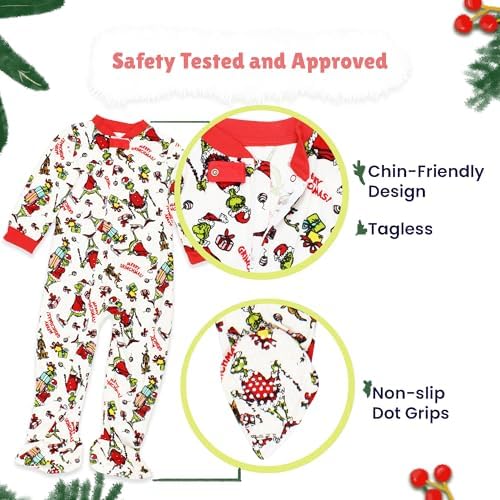 Dr Seuss The Grinch Santa Baby Sleepers - Pajamas for Toddler Infant