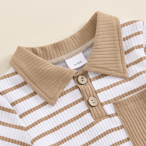 Molgkyo Newborn Baby Boy Romper Pants Set Ribbed Striped FallWinter Outfits