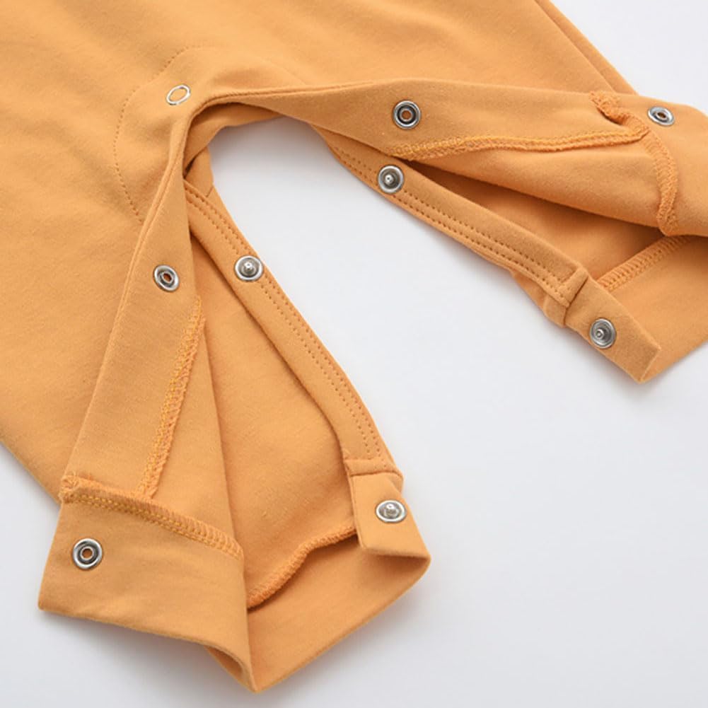 Bafeicao 3-Pack Unisex Newborn Romper Organic Cotton Long Sleeve Button Jumpsuit
