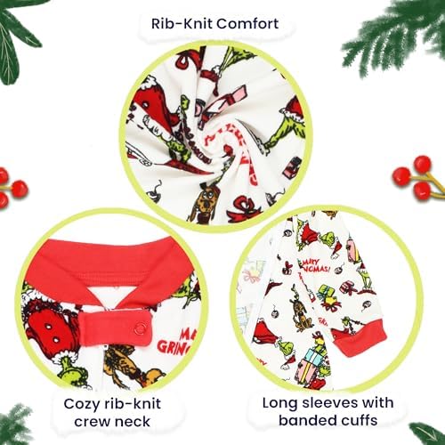 Dr Seuss The Grinch Santa Baby Sleepers - Pajamas for Toddler Infant