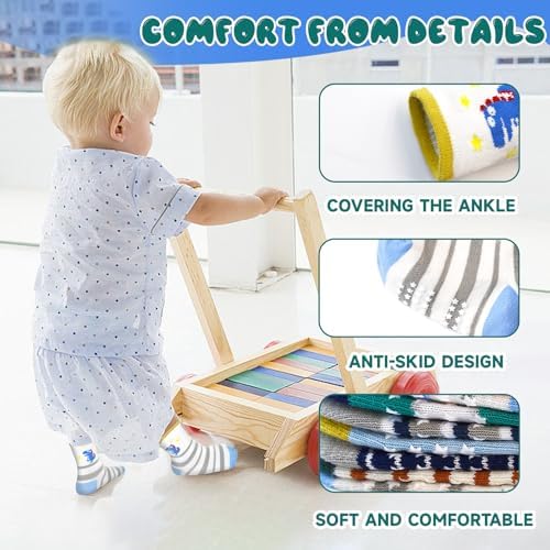 Safest Non-Slip Toddler Socks with Cartoon Grip