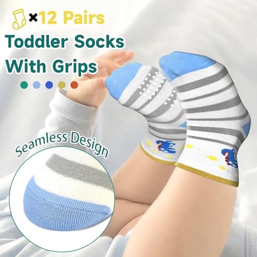 Safest Non-Slip Toddler Socks with Cartoon Grip