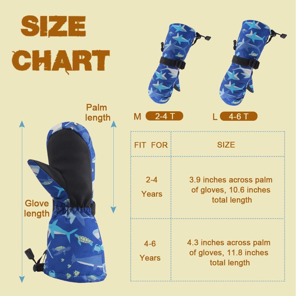 Winter Kids Waterproof Gloves for Boys Girls Babies 1-5 Years Old