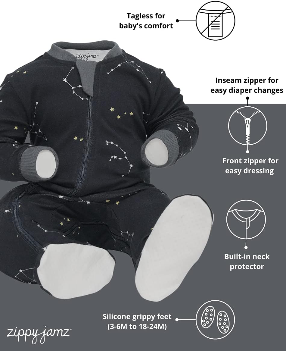 ZippyJamz 2-Zipper Organic Sleepers for Babies