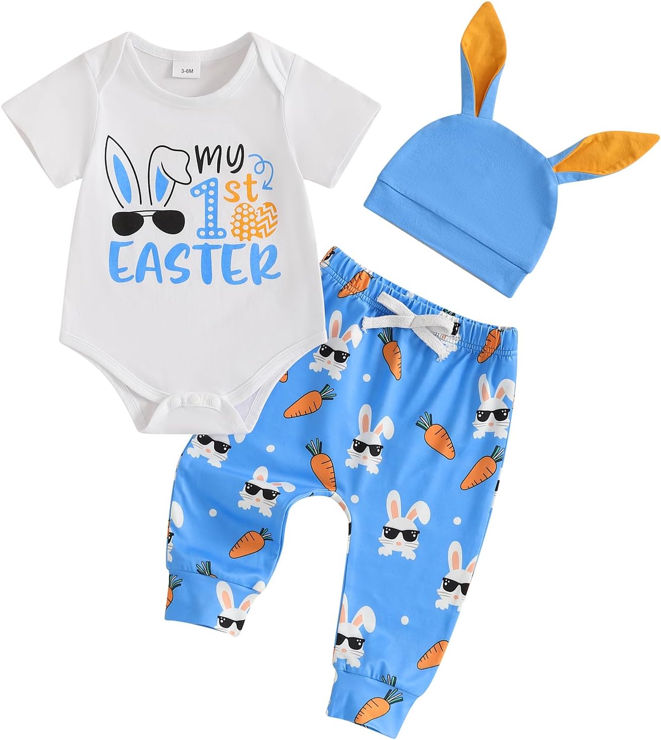 Easter Baby Boys Wall-E Carrot Letter Print Romper Set