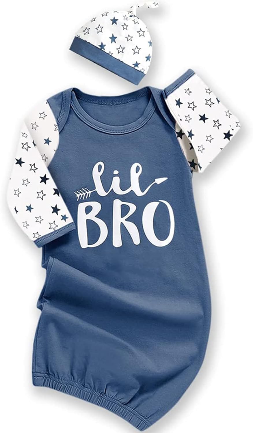 AMAWMW Newborn Baby Girl Little Sister Gown Long Sleeve Nightgown