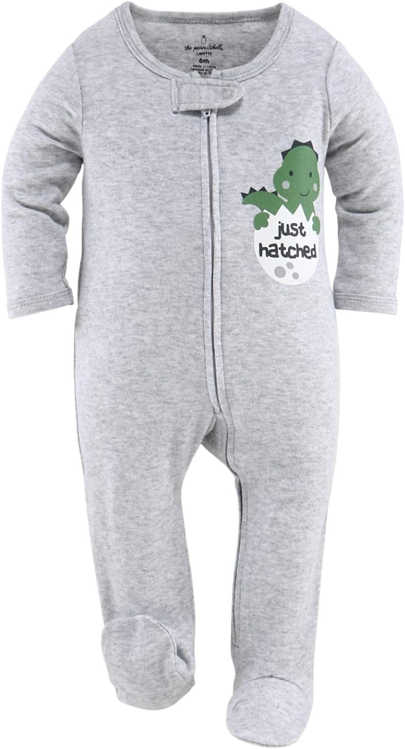 Peanutshell Camo Dinosaur Footed Sleepers for Boys