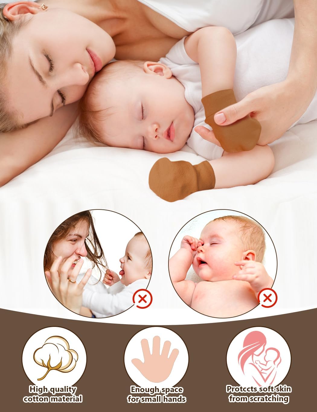 ZURLEFY Newborn Baby Hat Socks Mittens Set