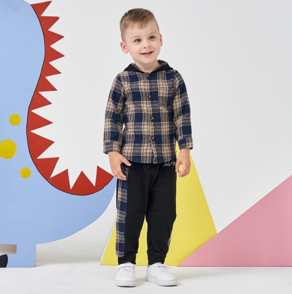 Cool Plaid Toddler Boys Outfit Set