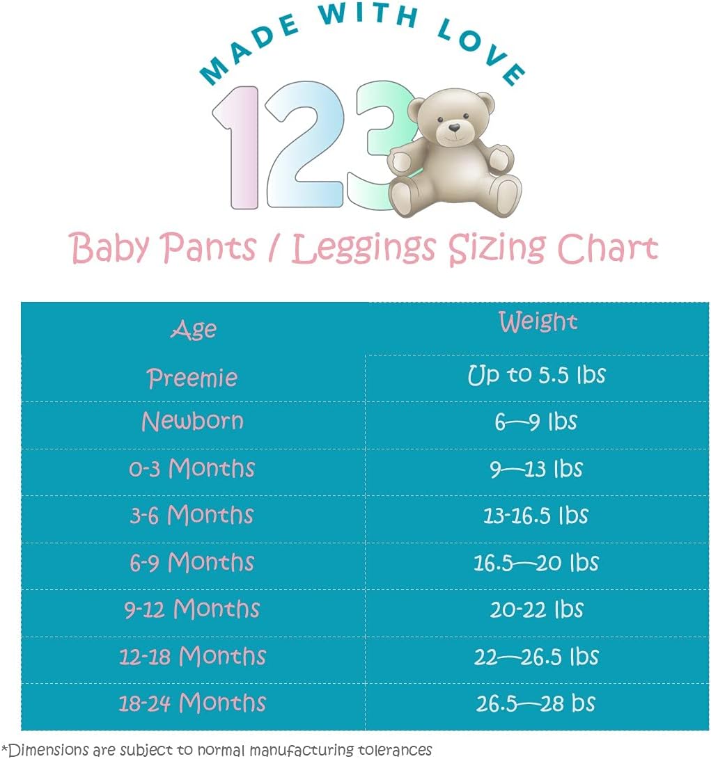 123 Bear Soft Cotton Spandex Pants for Babies Comfortable and Durable