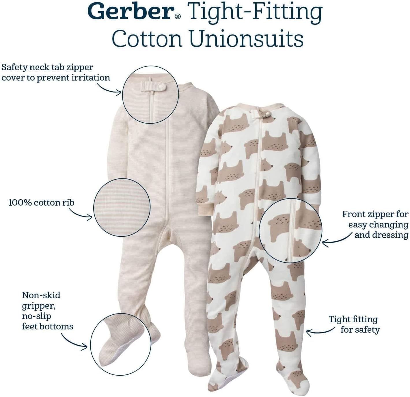 Gerber Baby Boys Pajamas 4-Pack with Snug Fit Safety Features