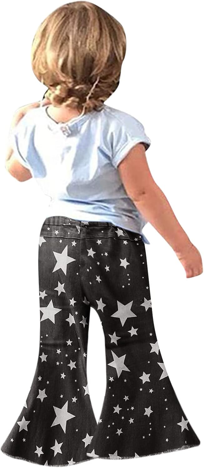 Adorable Spots Stars Ruffle Ripped Toddler Jeans 1-6Y