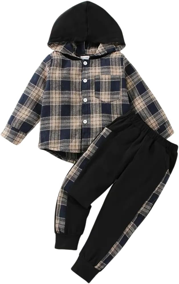 Cool Plaid Toddler Boys Outfit Set
